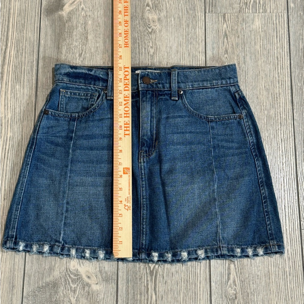 Just Black Denim Mini Skirt Distressed Hem Size Medium - Picture 6 of 8